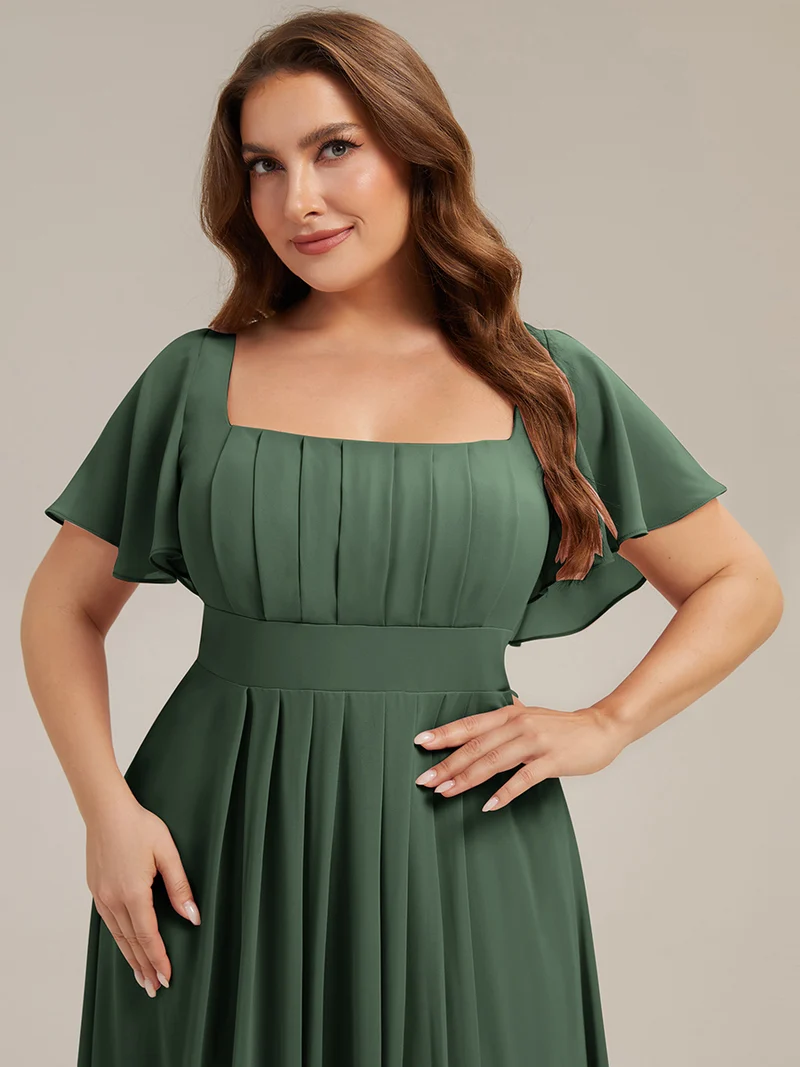 ever AVIEL|Robe Demoiselle d'Honneur Longue Chic en Mousseline Coupe A-Ligne