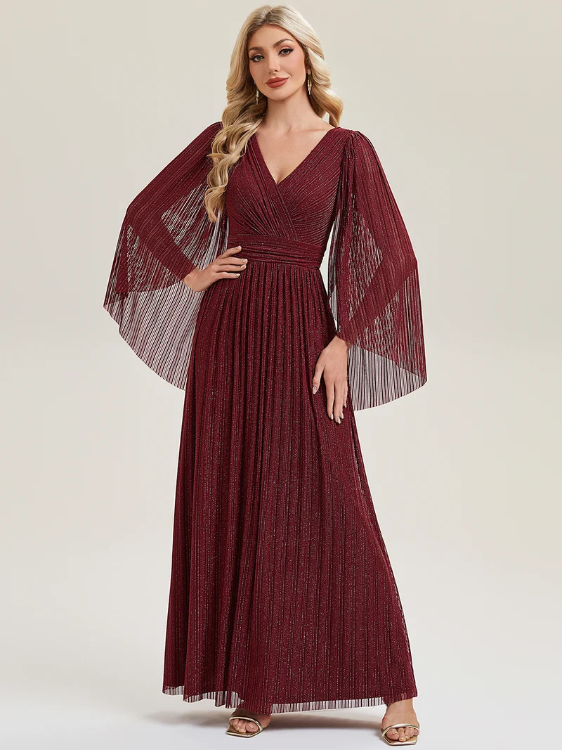ever ISLA|Robe longue à manches longues en batwing décolleté en V et coupe A