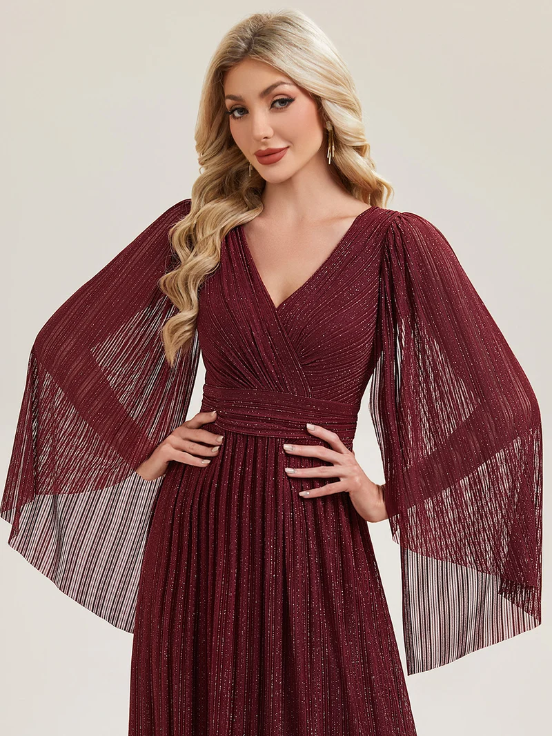 ever ISLA|Robe longue à manches longues en batwing décolleté en V et coupe A