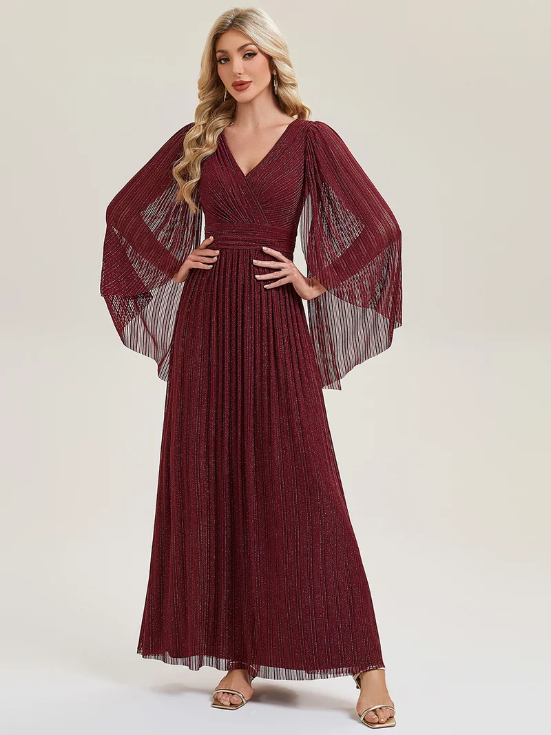 ever ISLA|Robe longue à manches longues en batwing décolleté en V et coupe A