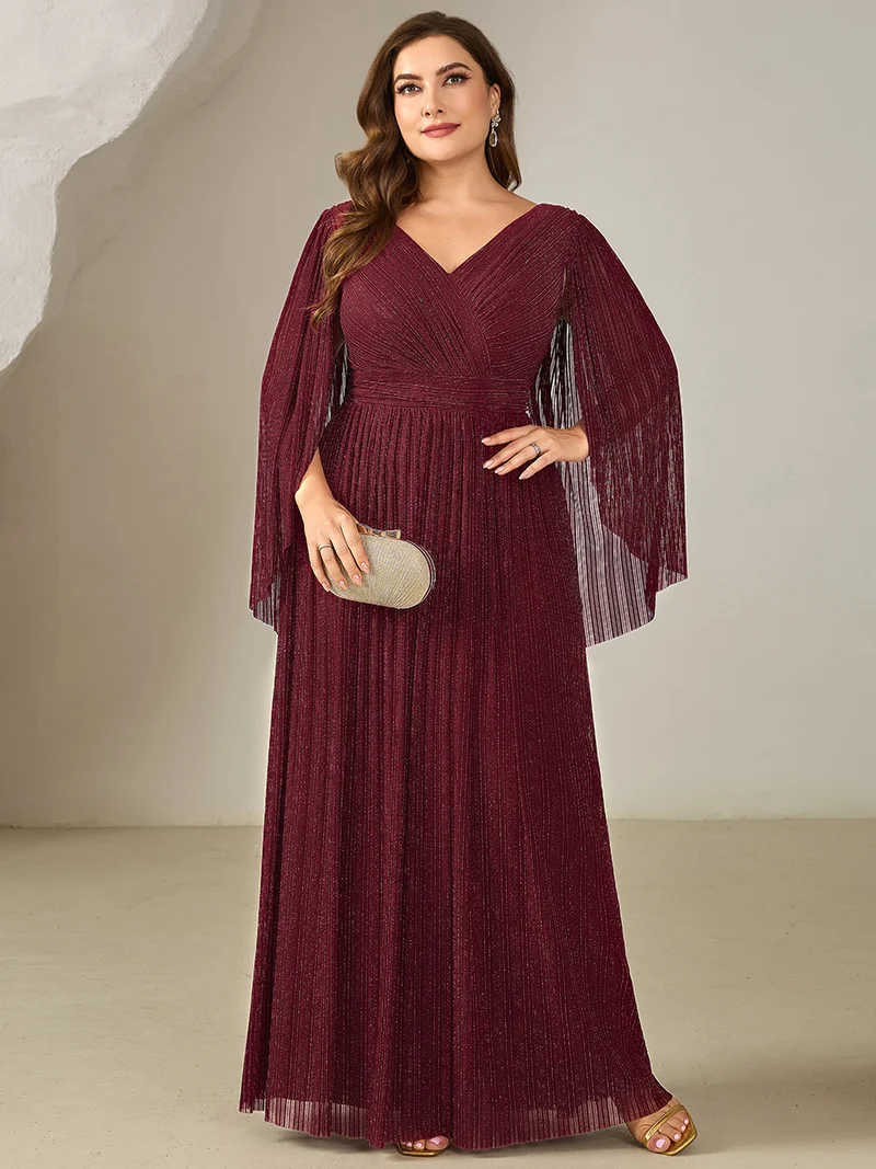 ever ISLA|Robe longue à manches longues en batwing décolleté en V et coupe A