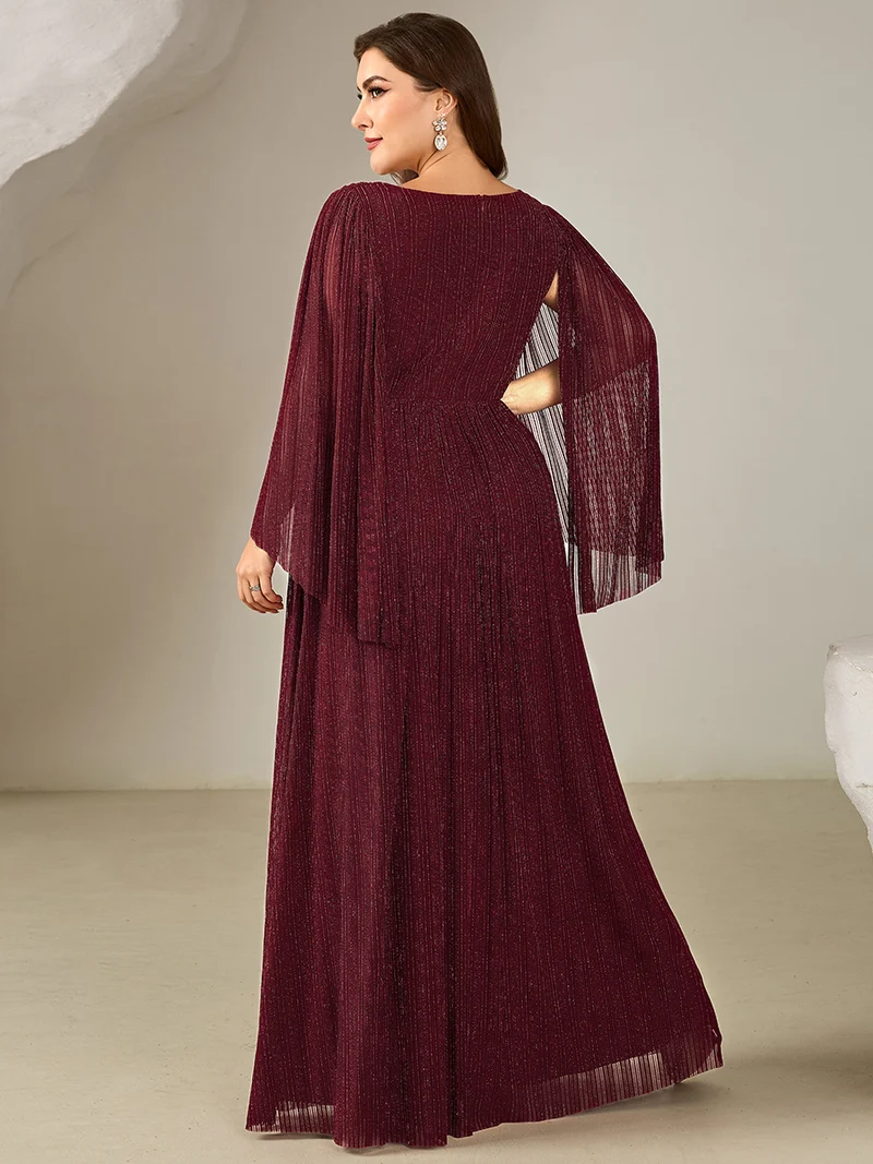 ever ISLA|Robe longue à manches longues en batwing décolleté en V et coupe A