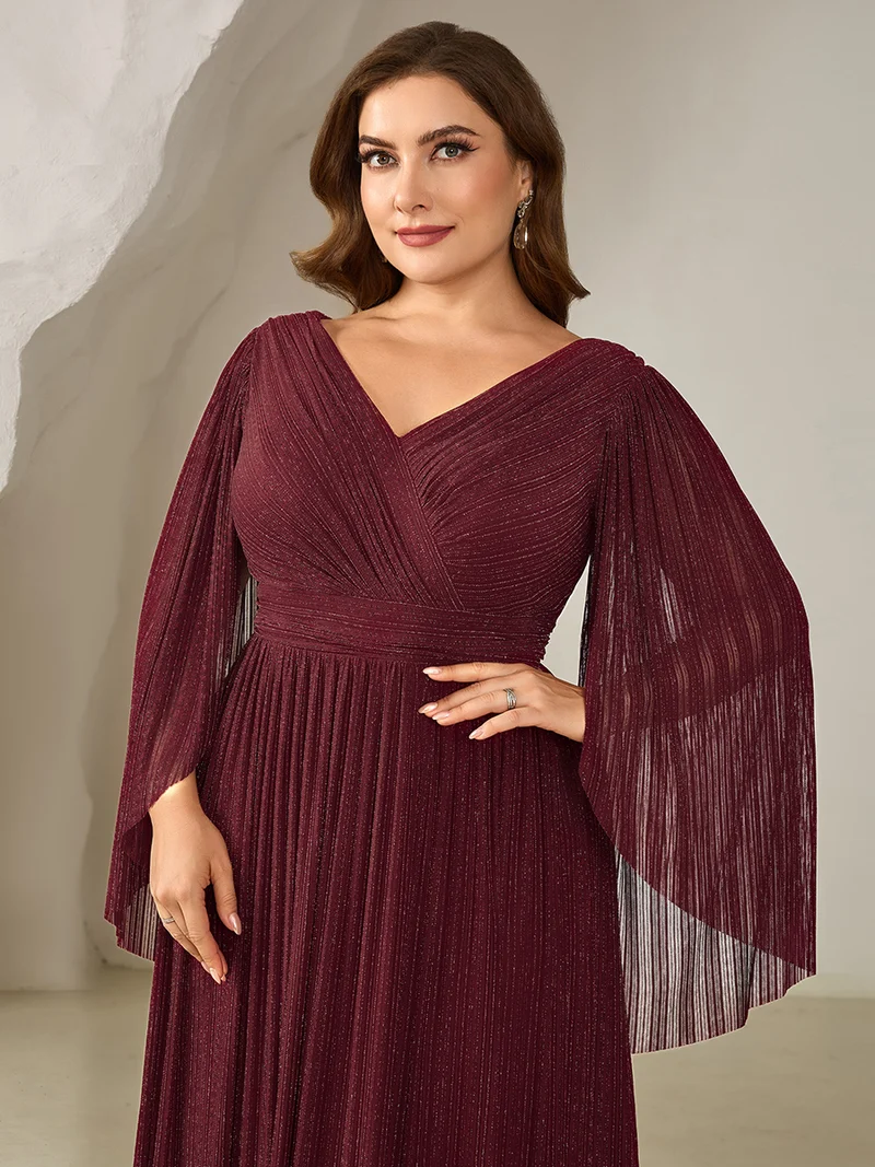 ever ISLA|Robe longue à manches longues en batwing décolleté en V et coupe A