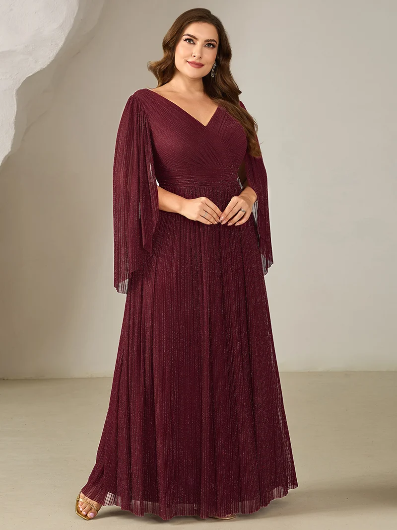 ever ISLA|Robe longue à manches longues en batwing décolleté en V et coupe A
