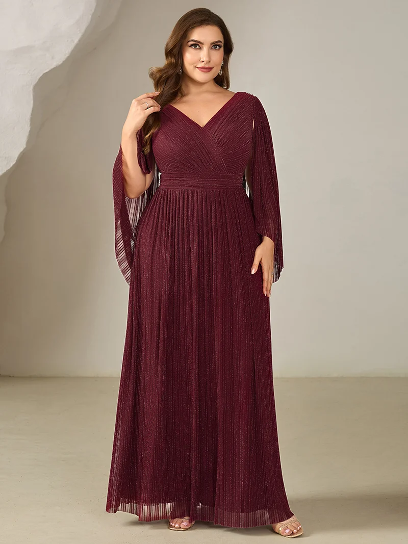 ever ISLA|Robe longue à manches longues en batwing décolleté en V et coupe A