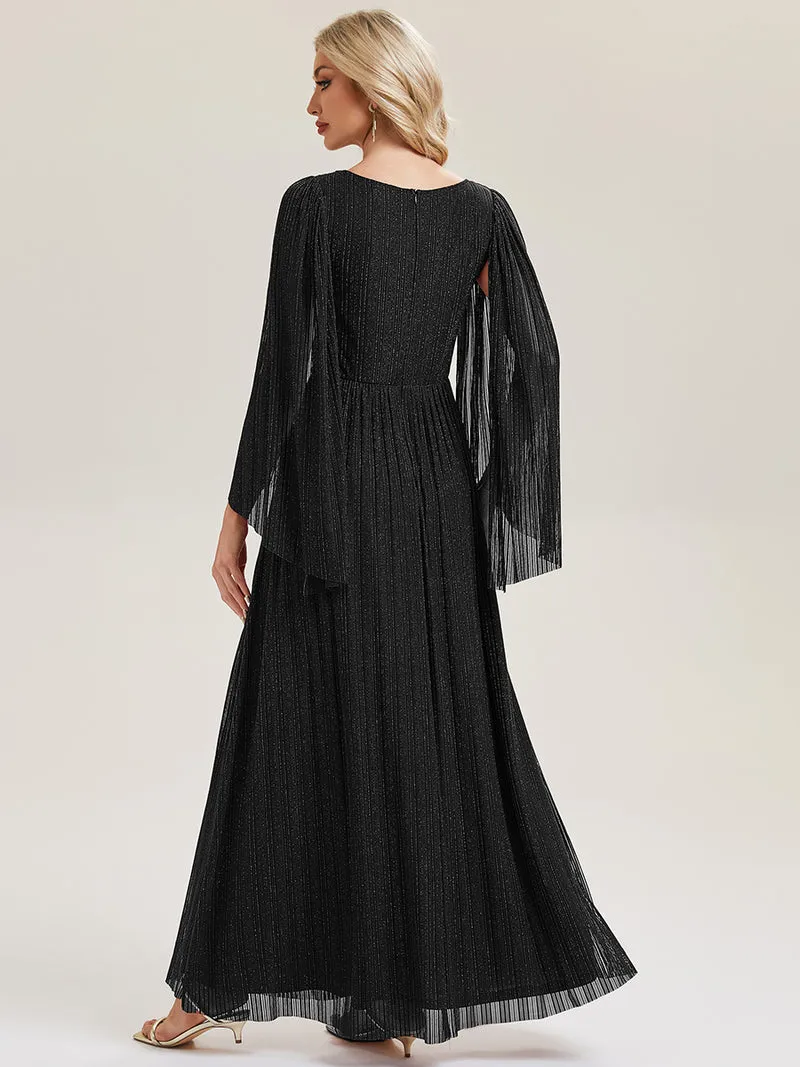 ever ISLA|Robe longue à manches longues en batwing décolleté en V et coupe A