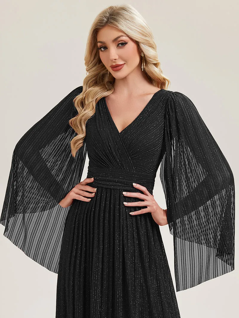 ever ISLA|Robe longue à manches longues en batwing décolleté en V et coupe A