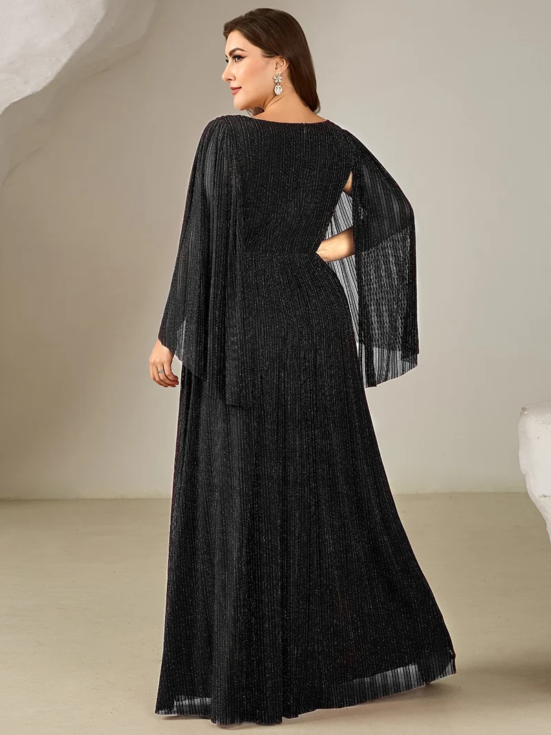 ever ISLA|Robe longue à manches longues en batwing décolleté en V et coupe A
