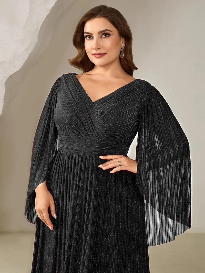 ever ISLA|Robe longue à manches longues en batwing décolleté en V et coupe A