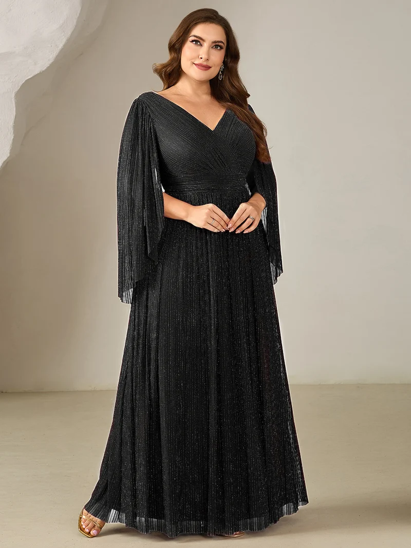 ever ISLA|Robe longue à manches longues en batwing décolleté en V et coupe A