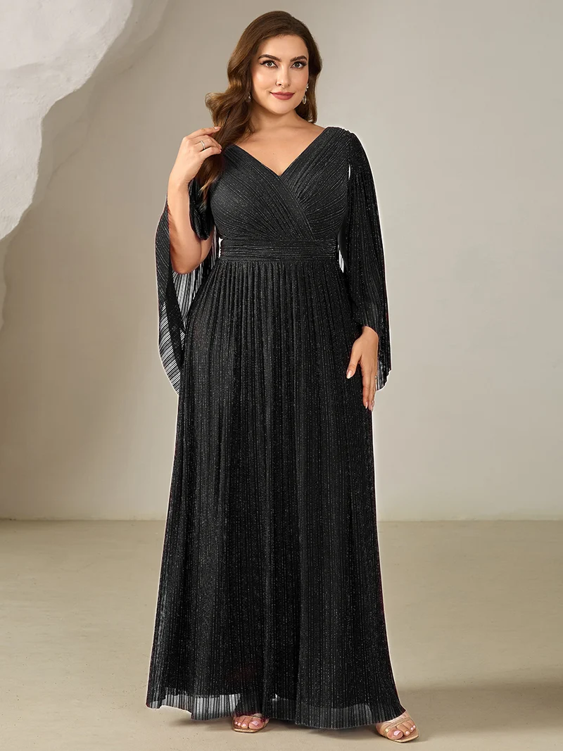 ever ISLA|Robe longue à manches longues en batwing décolleté en V et coupe A