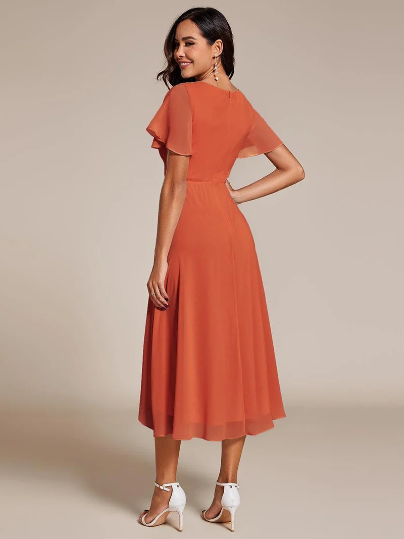 ever LARK | Robe de cocktail en mousseline à manches courtes