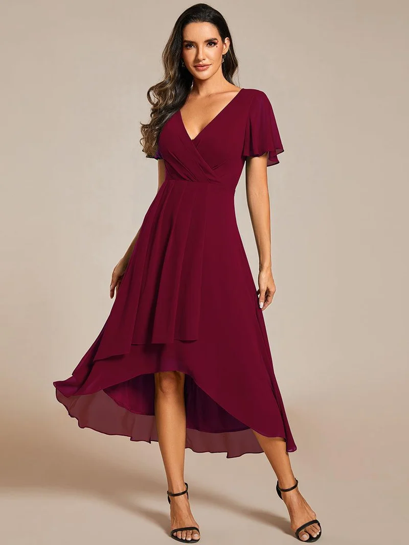 ever LARK | Robe de cocktail en mousseline à manches courtes