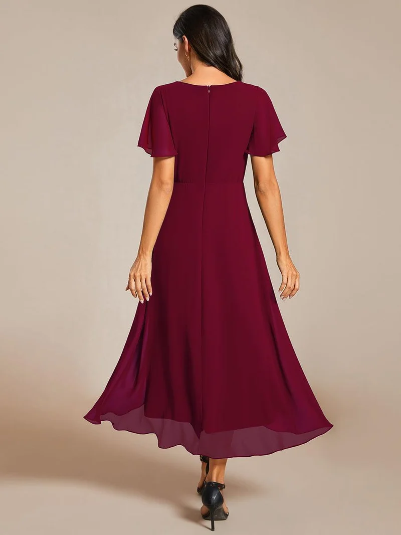 ever LARK | Robe de cocktail en mousseline à manches courtes