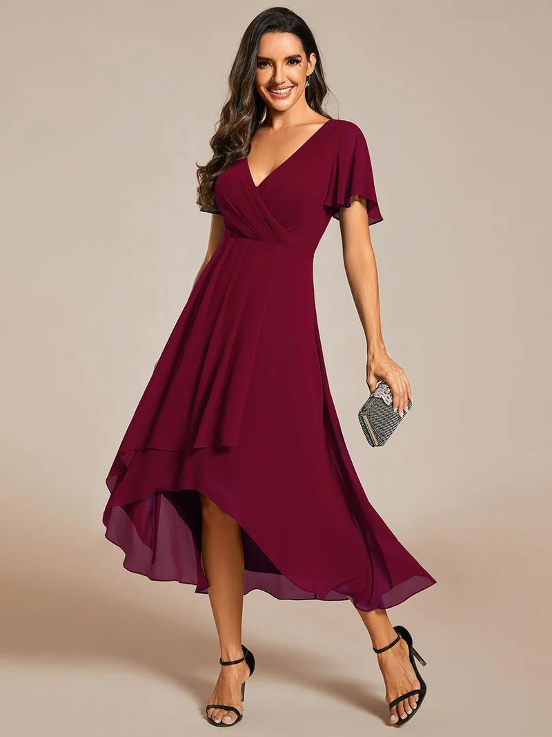 ever LARK | Robe de cocktail en mousseline à manches courtes