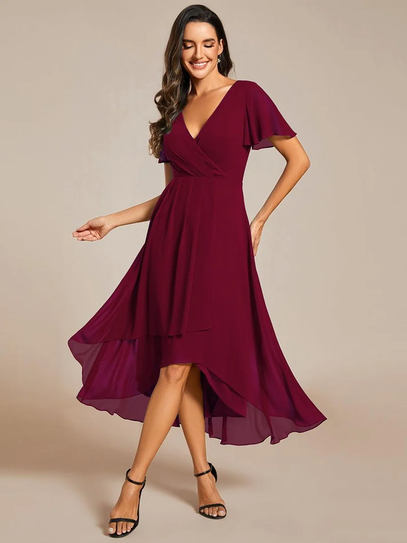 ever LARK | Robe de cocktail en mousseline à manches courtes
