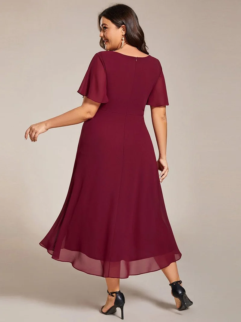 ever LARK | Robe de cocktail en mousseline à manches courtes