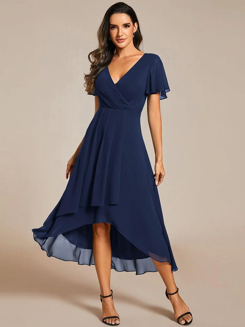 ever LARK | Robe de cocktail en mousseline à manches courtes
