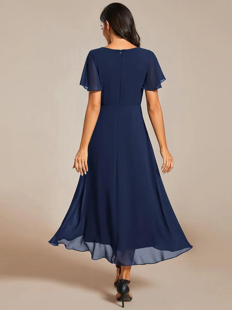 ever LARK | Robe de cocktail en mousseline à manches courtes
