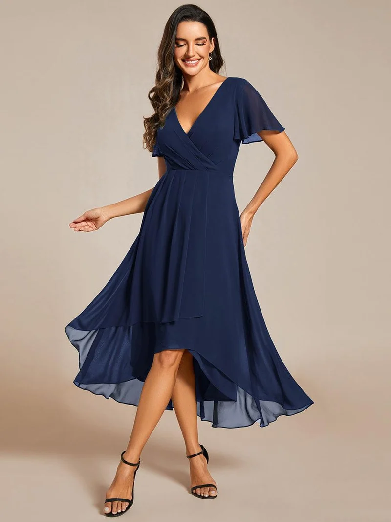 ever LARK | Robe de cocktail en mousseline à manches courtes