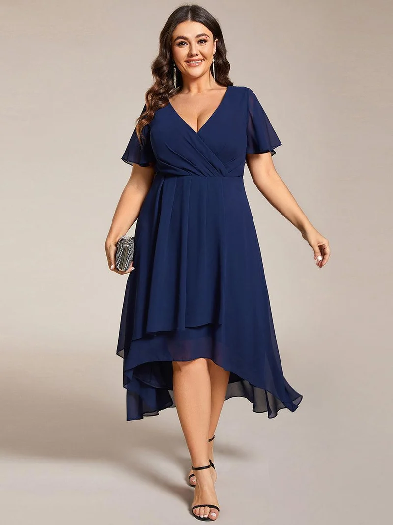 ever LARK | Robe de cocktail en mousseline à manches courtes