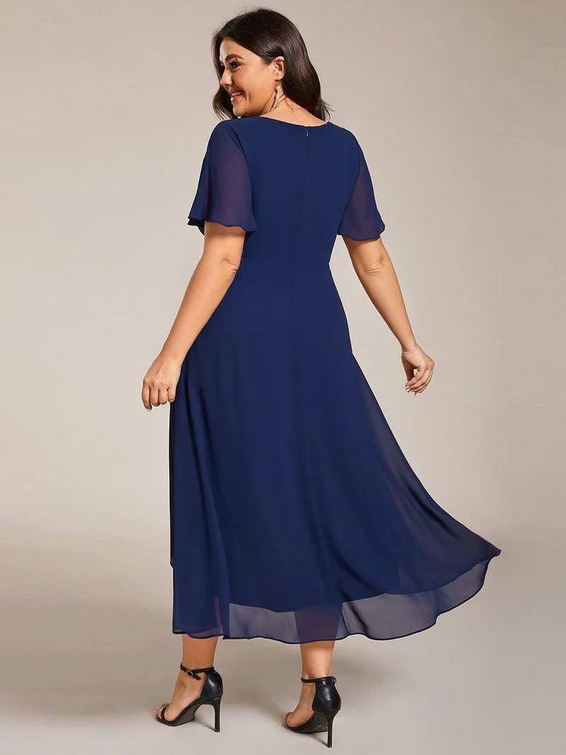 ever LARK | Robe de cocktail en mousseline à manches courtes