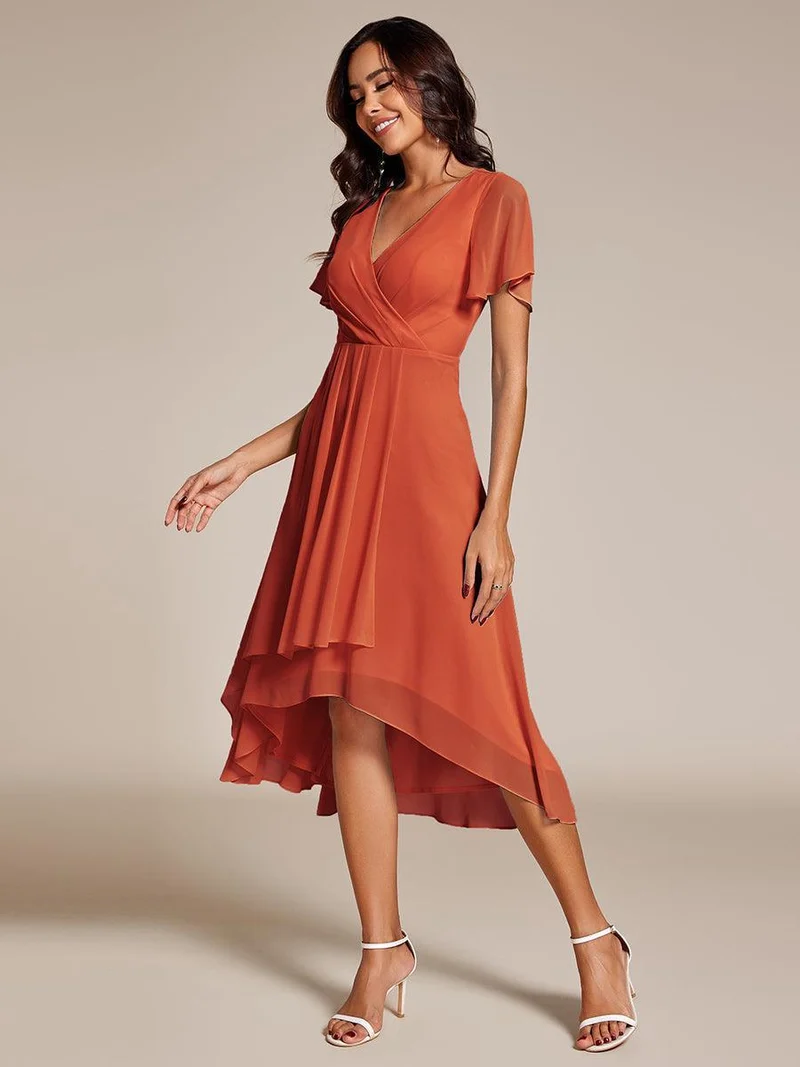 ever LARK | Robe de cocktail en mousseline à manches courtes