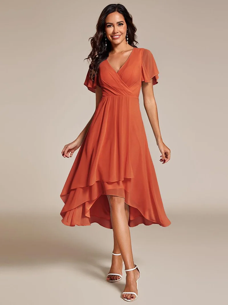 ever LARK | Robe de cocktail en mousseline à manches courtes