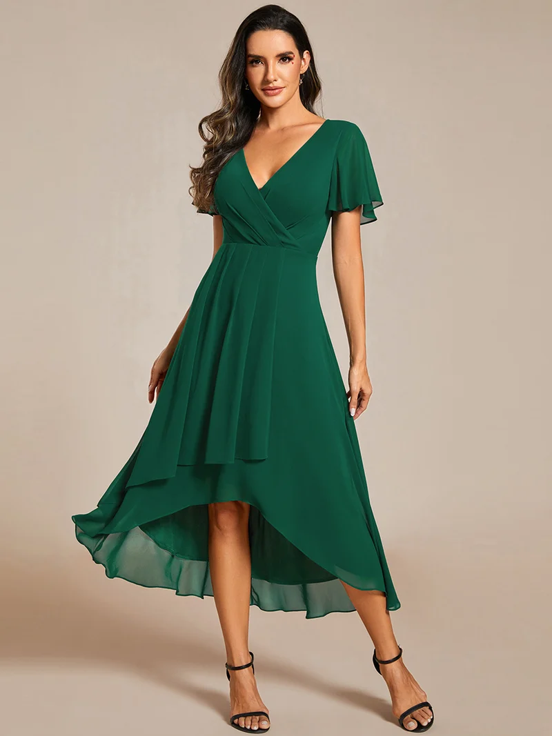 ever LARK | Robe de cocktail en mousseline à manches courtes