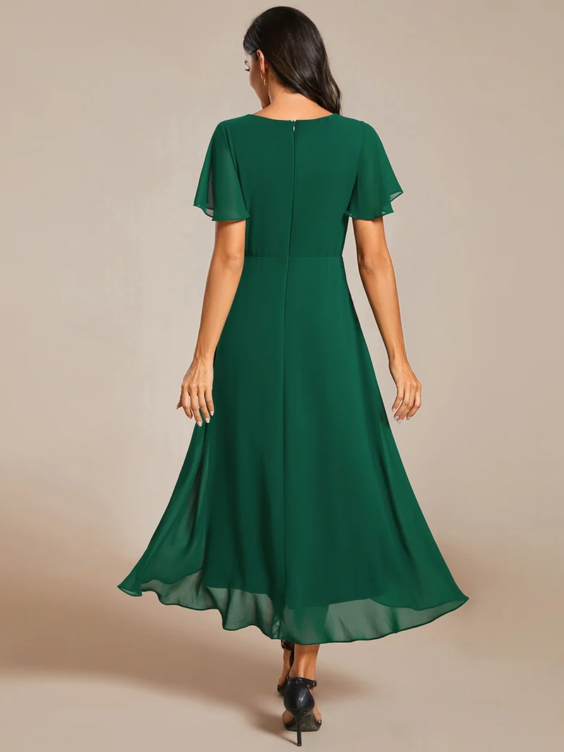 ever LARK | Robe de cocktail en mousseline à manches courtes