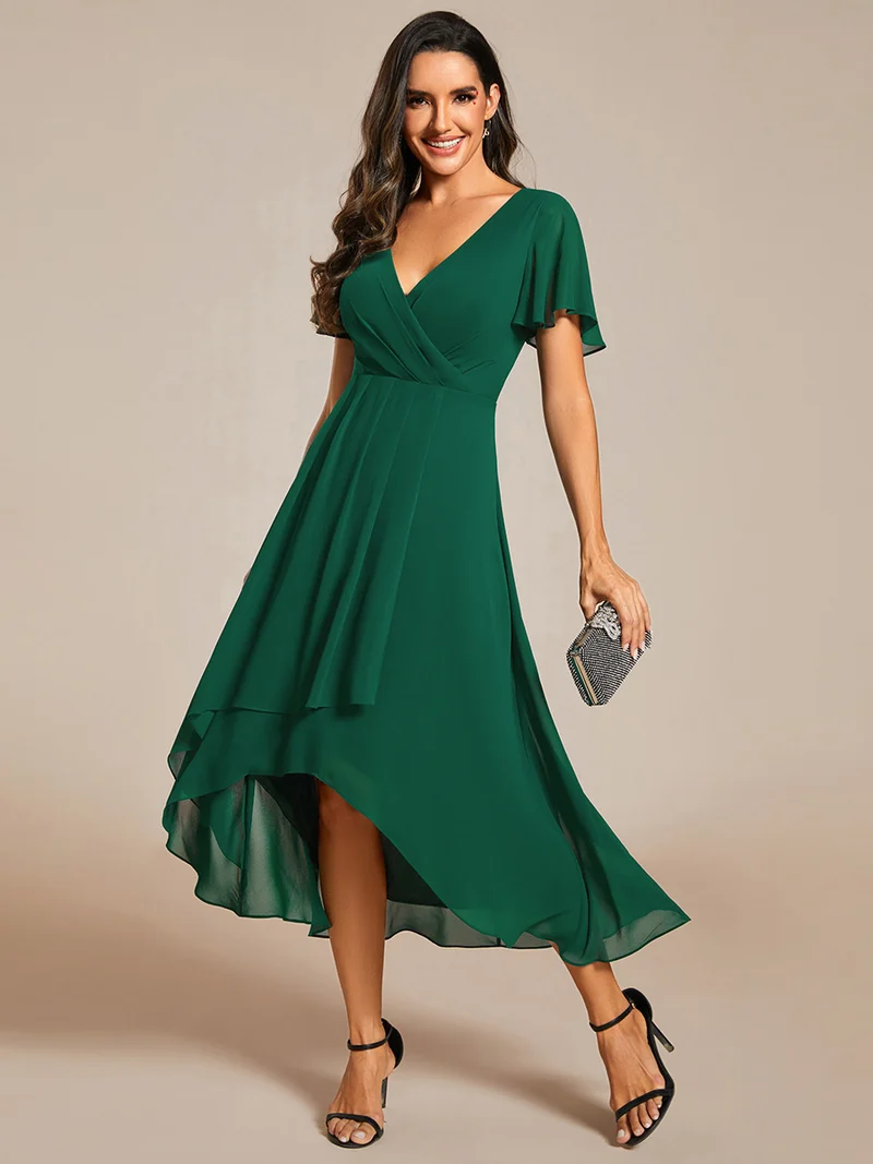 ever LARK | Robe de cocktail en mousseline à manches courtes