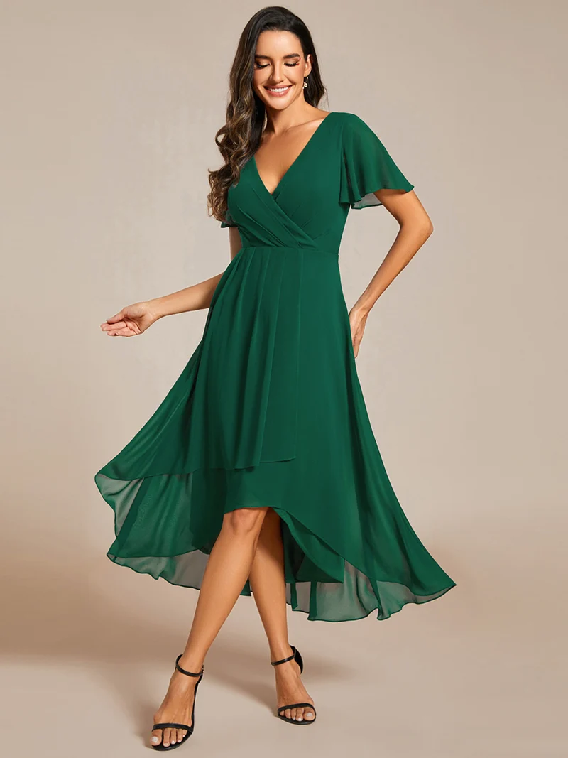 ever LARK | Robe de cocktail en mousseline à manches courtes