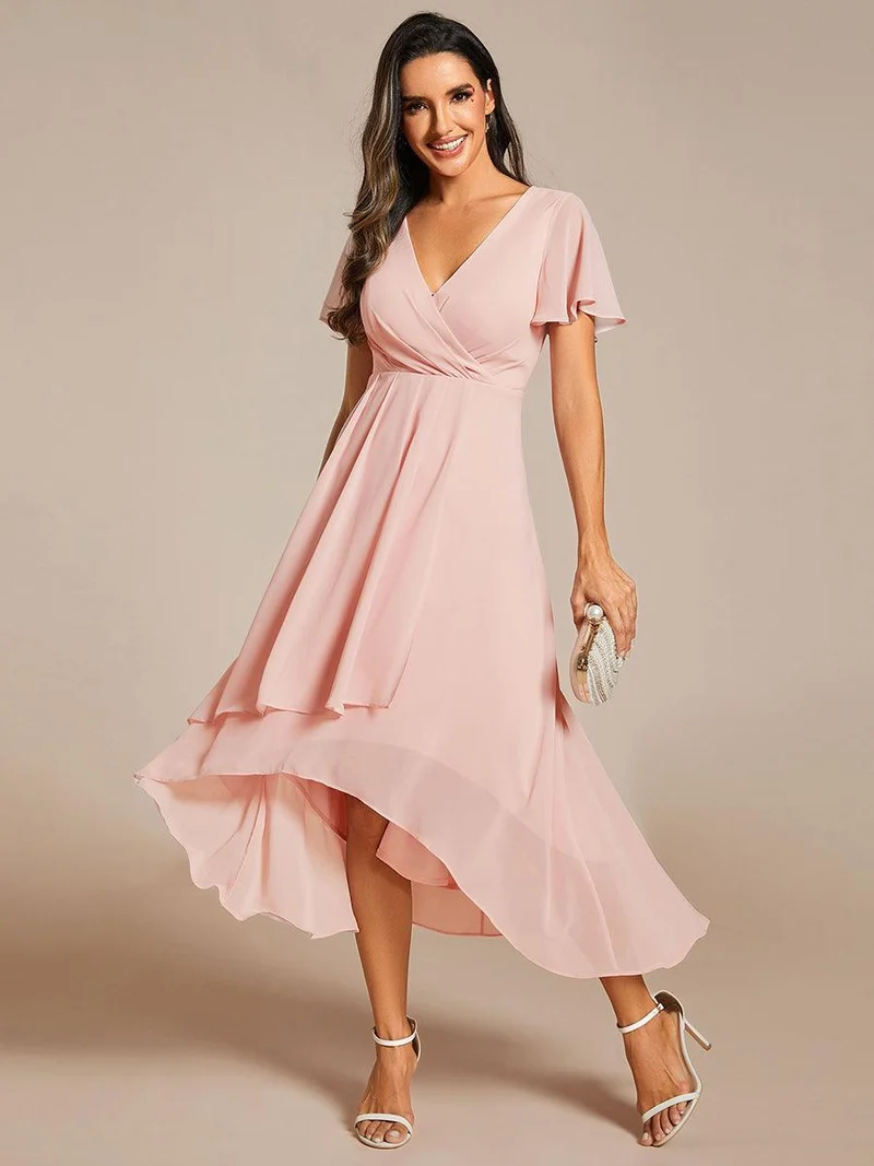 ever LARK | Robe de cocktail en mousseline à manches courtes