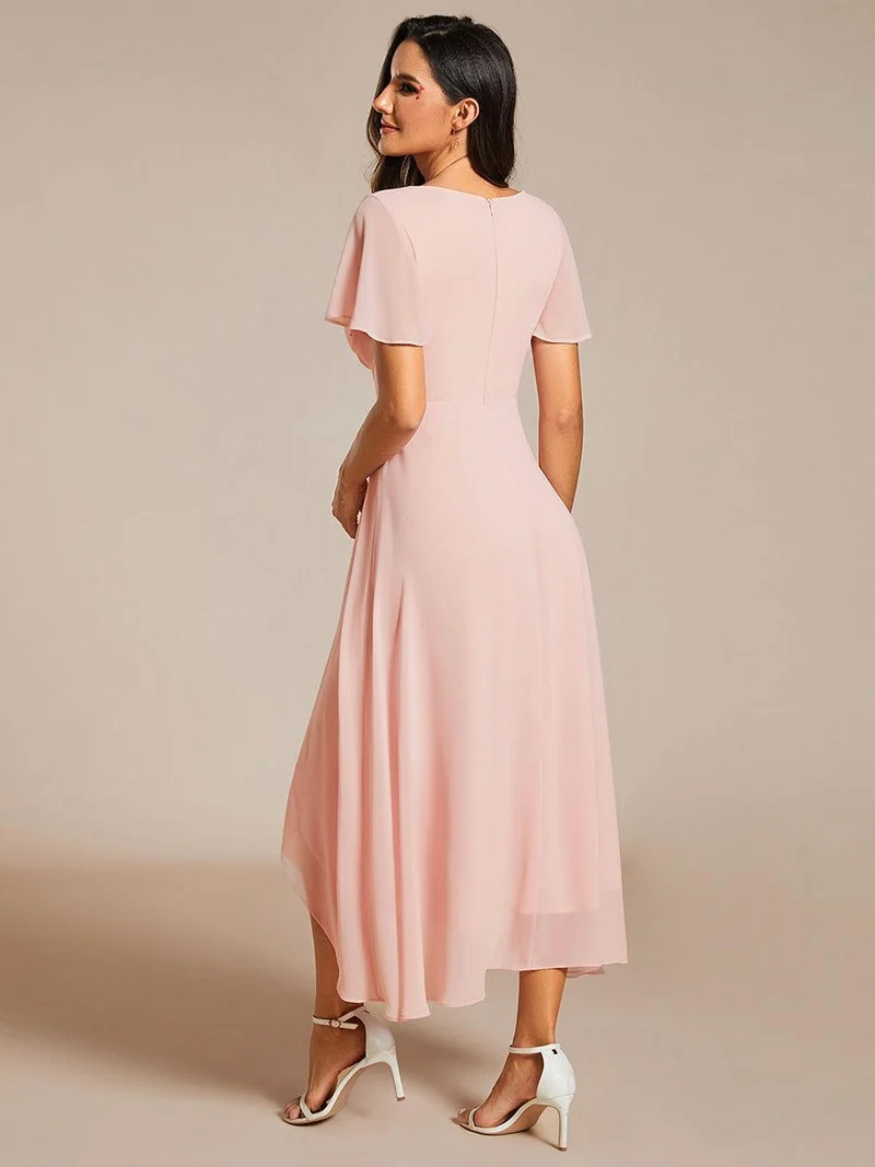 ever LARK | Robe de cocktail en mousseline à manches courtes