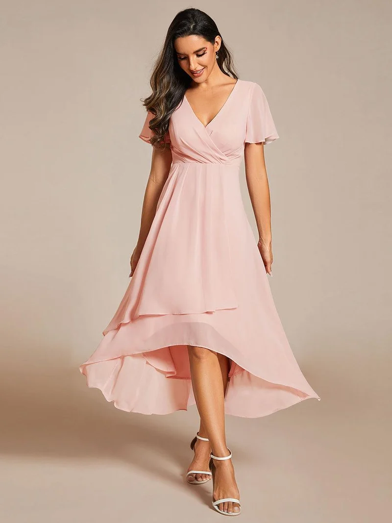 ever LARK | Robe de cocktail en mousseline à manches courtes