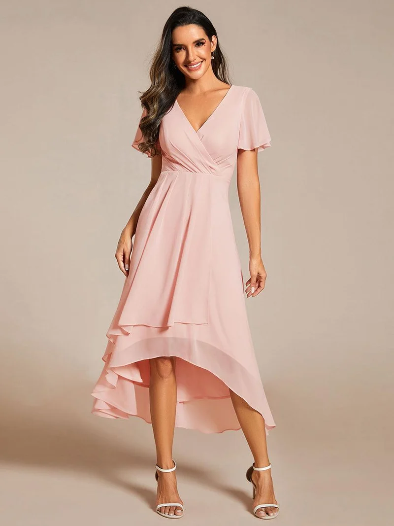 ever LARK | Robe de cocktail en mousseline à manches courtes