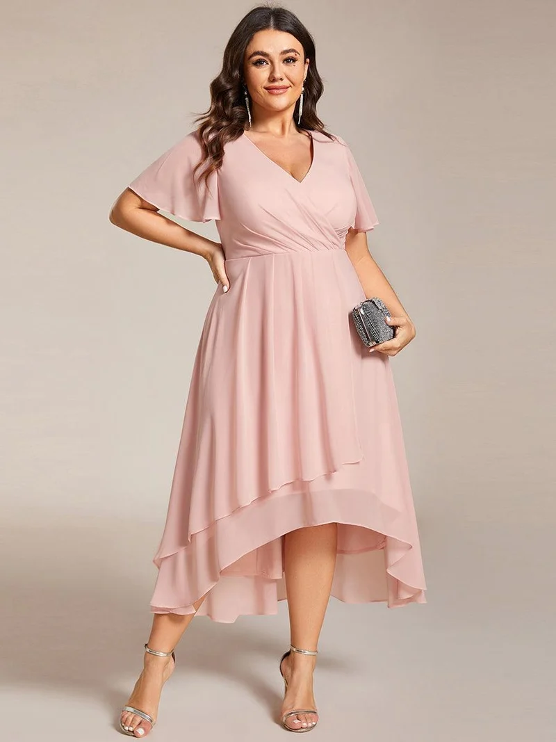 ever LARK | Robe de cocktail en mousseline à manches courtes