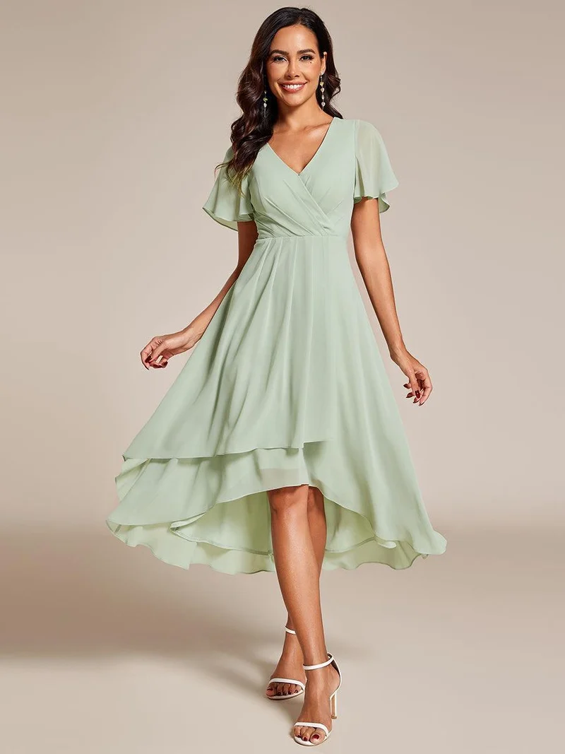 ever LARK | Robe de cocktail en mousseline à manches courtes