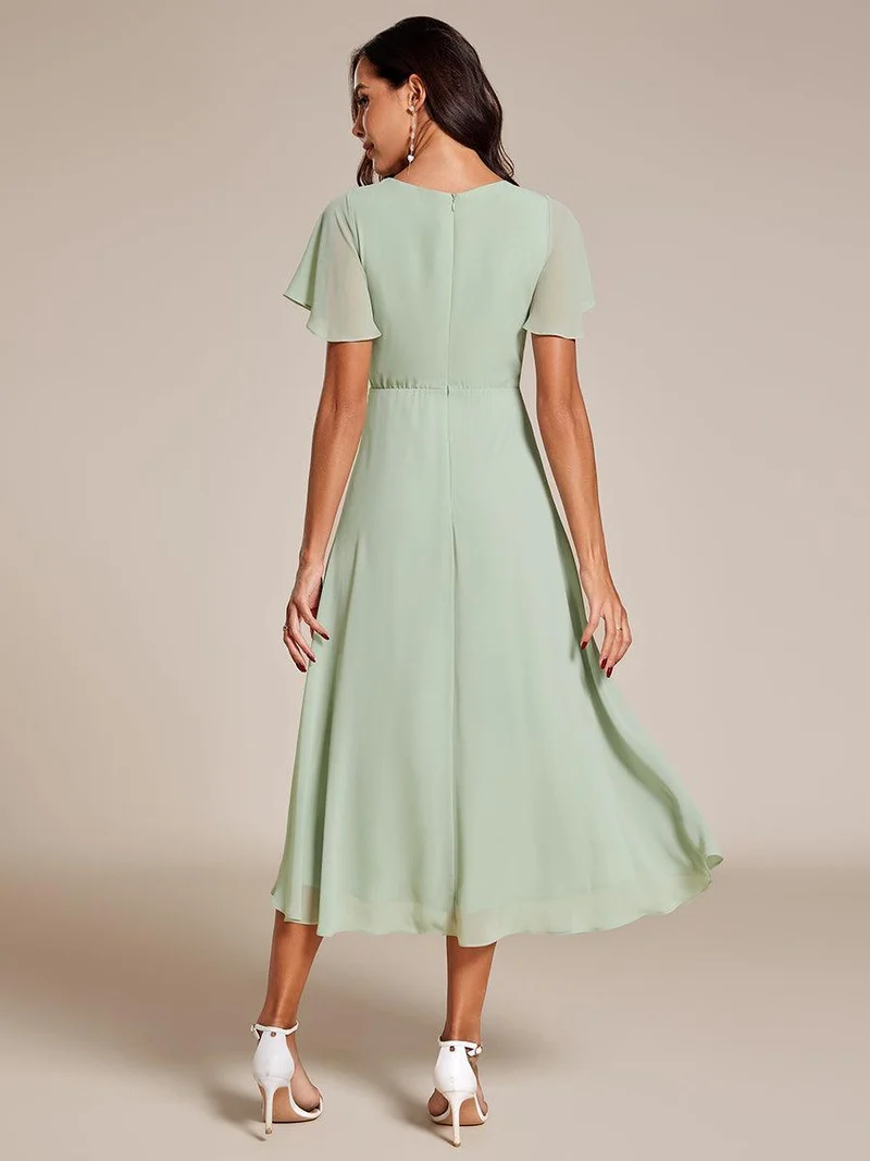 ever LARK | Robe de cocktail en mousseline à manches courtes