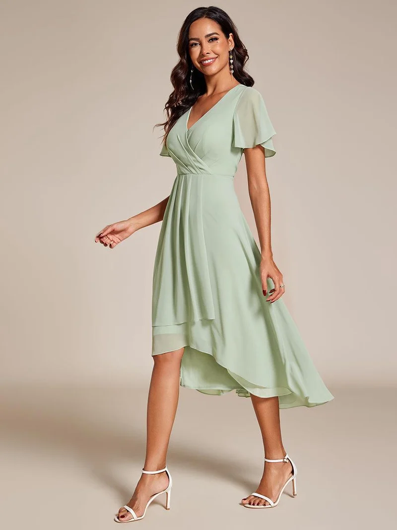 ever LARK | Robe de cocktail en mousseline à manches courtes