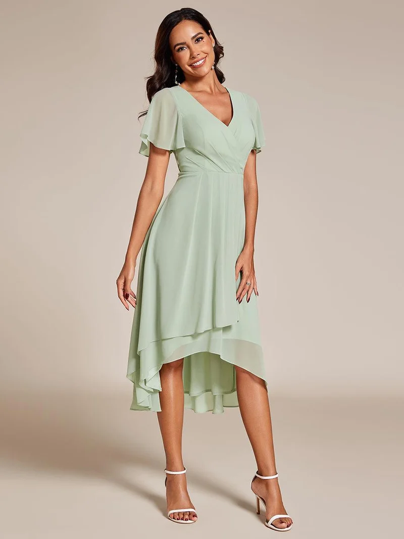 ever LARK | Robe de cocktail en mousseline à manches courtes