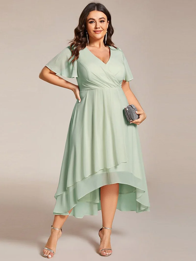 ever LARK | Robe de cocktail en mousseline à manches courtes