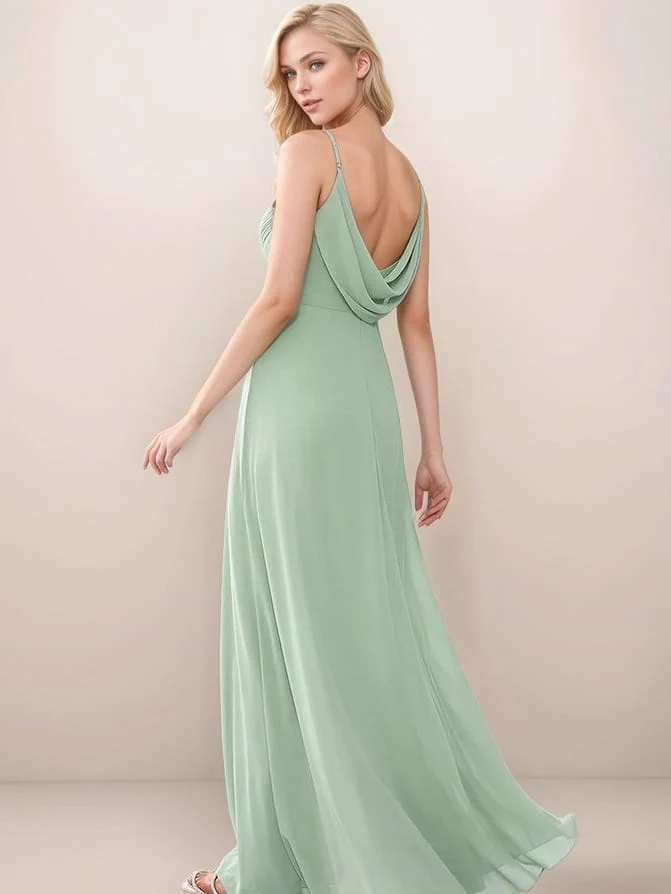 Robe demoiselle d'honneur vert sauge dos ouvert