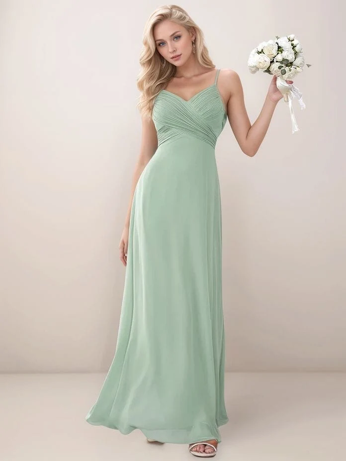 Robe demoiselle d'honneur vert sauge dos ouvert