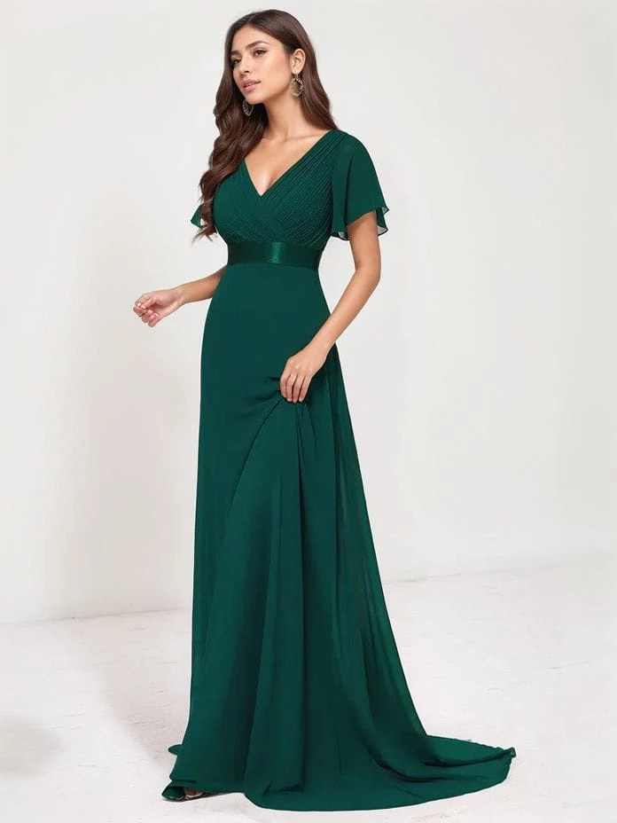 Robe de soirée mariage longue verte