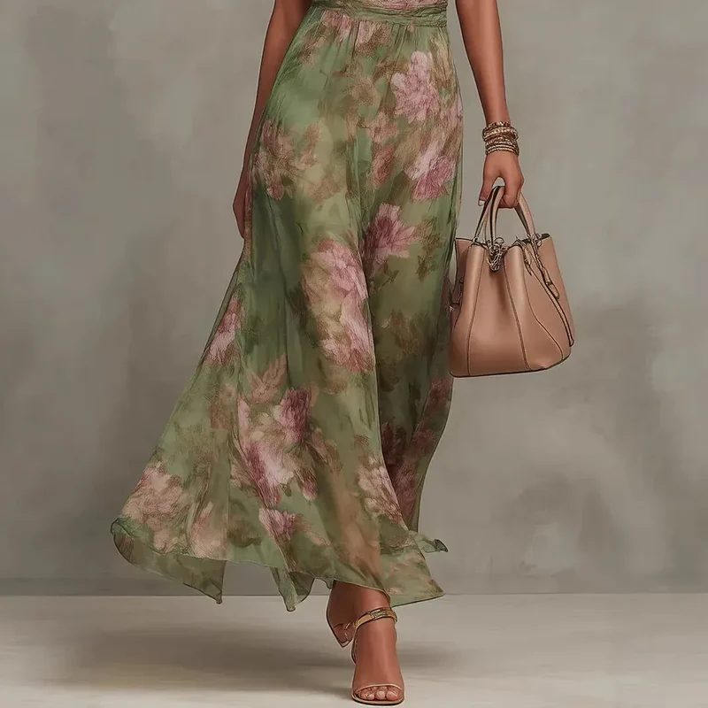 Robe d'été fluide verte à col licou
