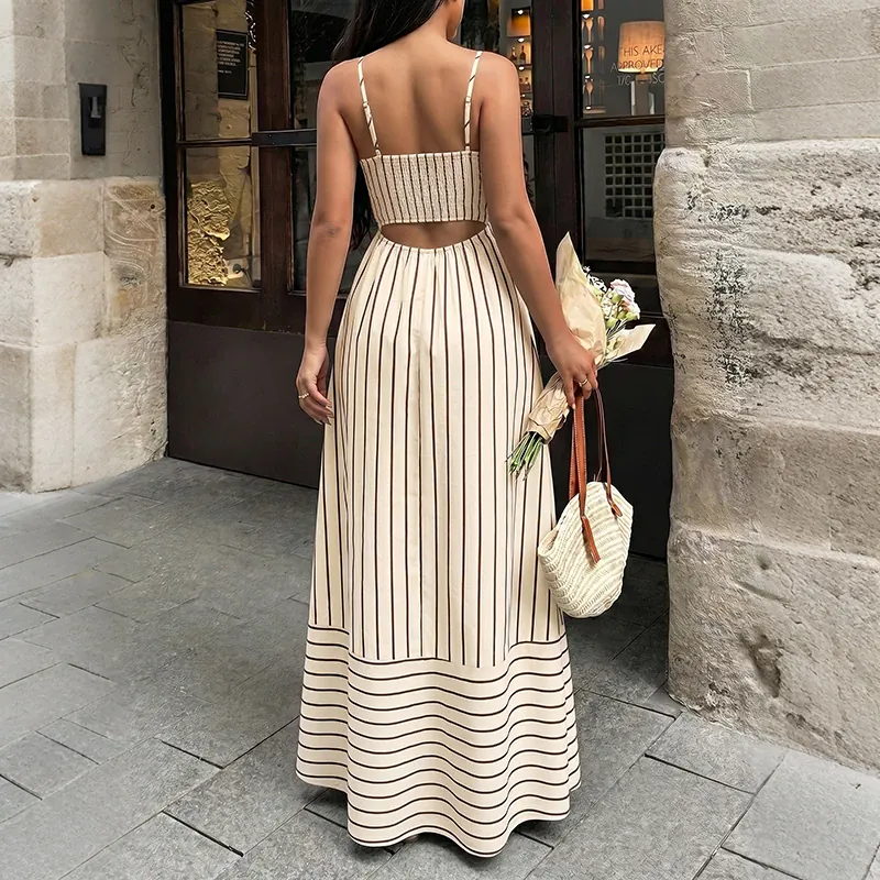 Robe d'été longue à rayures