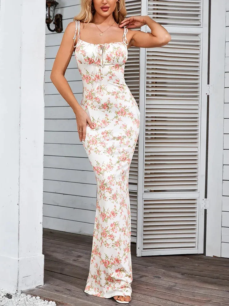 Robe d'été moulante fleurie longue