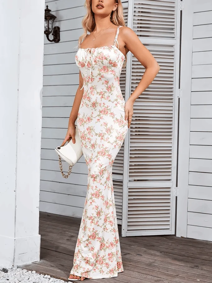 Robe d'été moulante fleurie longue