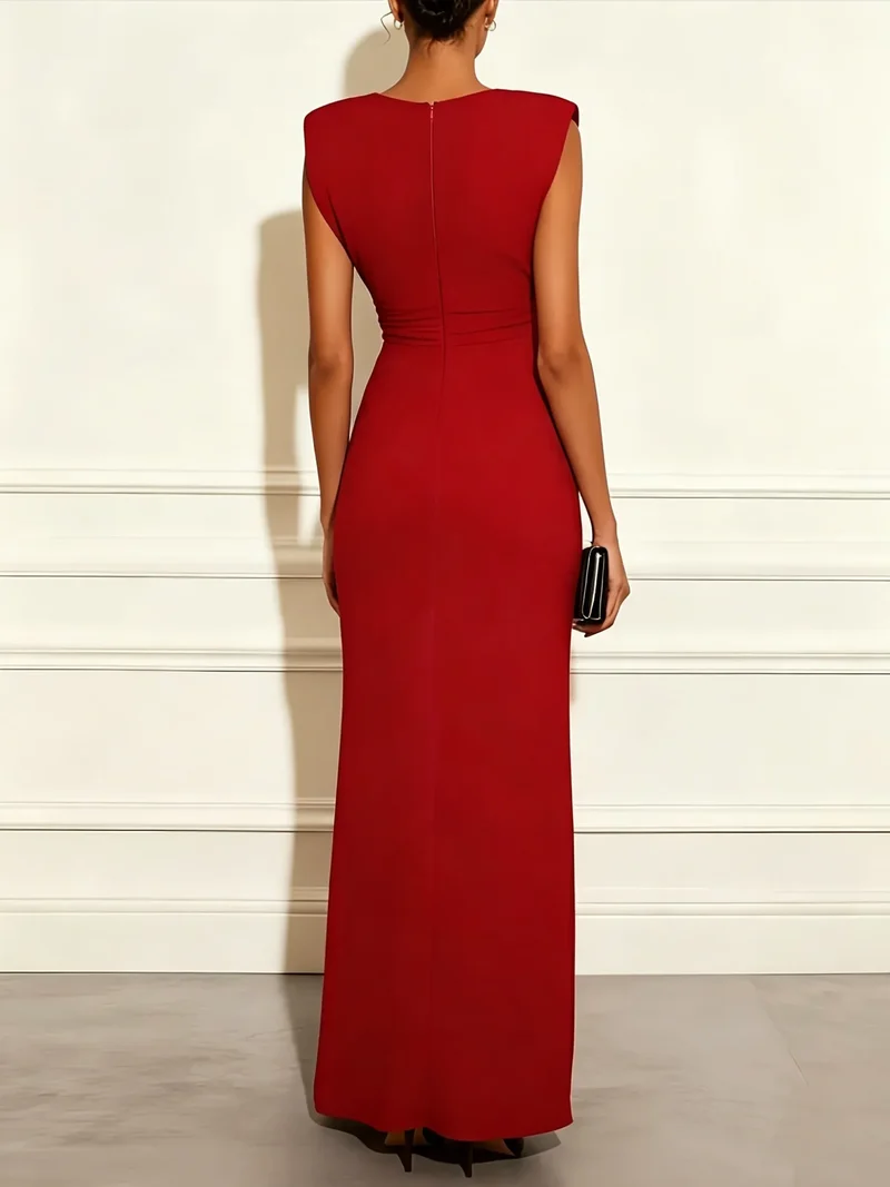 Robe de soirée maxi rouge fendue